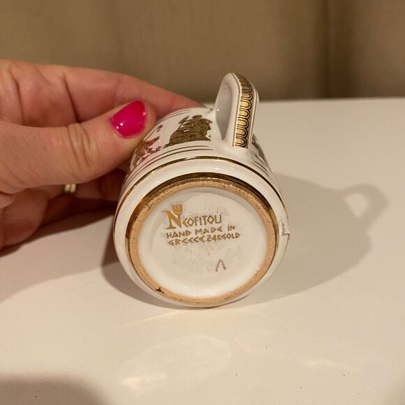 Vintage Neofitou Keramik 24k Gold Espresso Cup Handmade in Greece 2" Tall - Picture 5 of 7